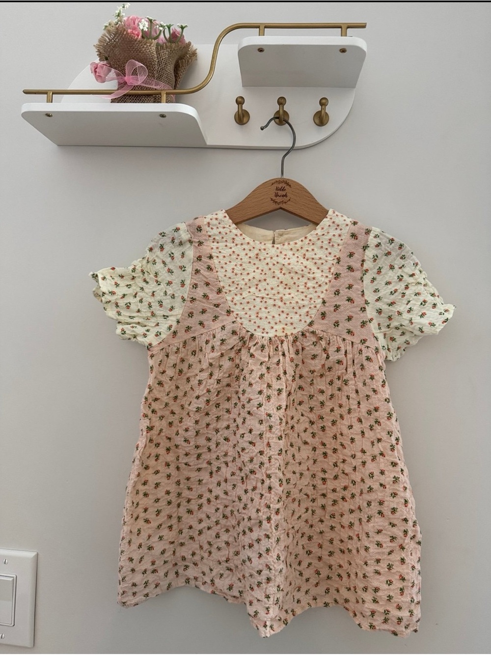 Zara Pink and Cream Floral Layered Dress